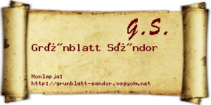 Grünblatt Sándor névjegykártya